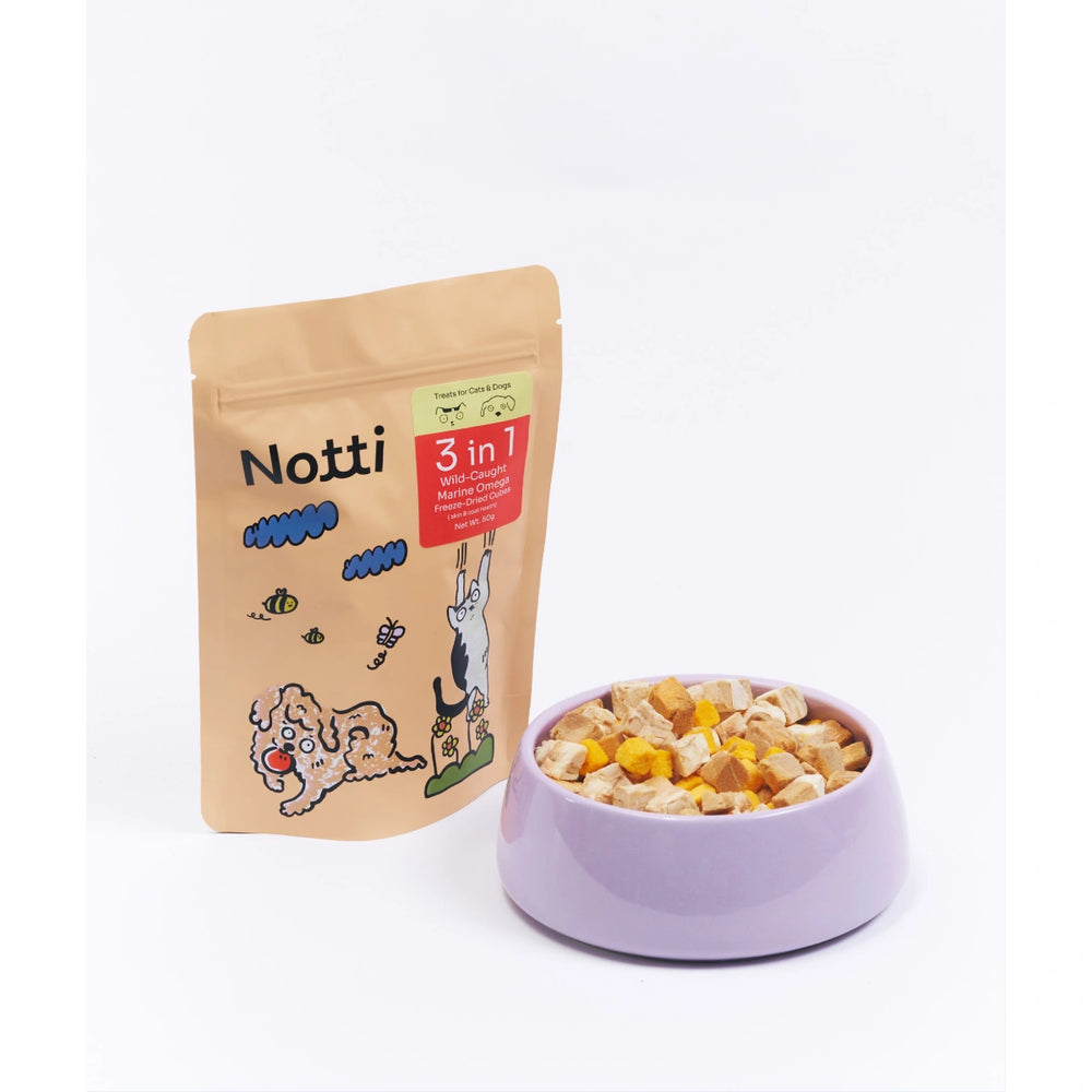Notti 3-in-1 Wild-Caught Marine Omega Skin & Coat Freeze-Dried Cube Treats 50g