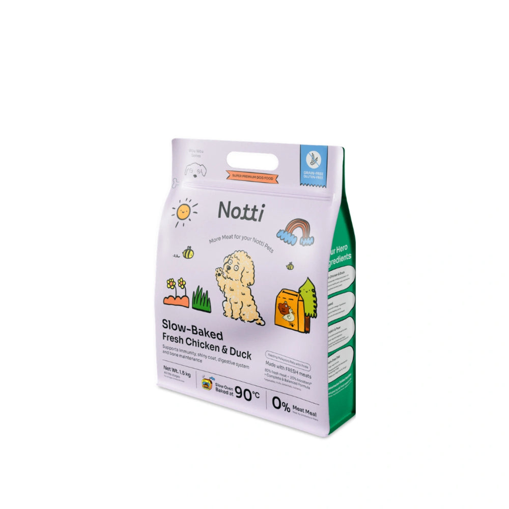 Notti Slow-Baked Fresh Chicken & Duck Dry Dog Food 1.5kg