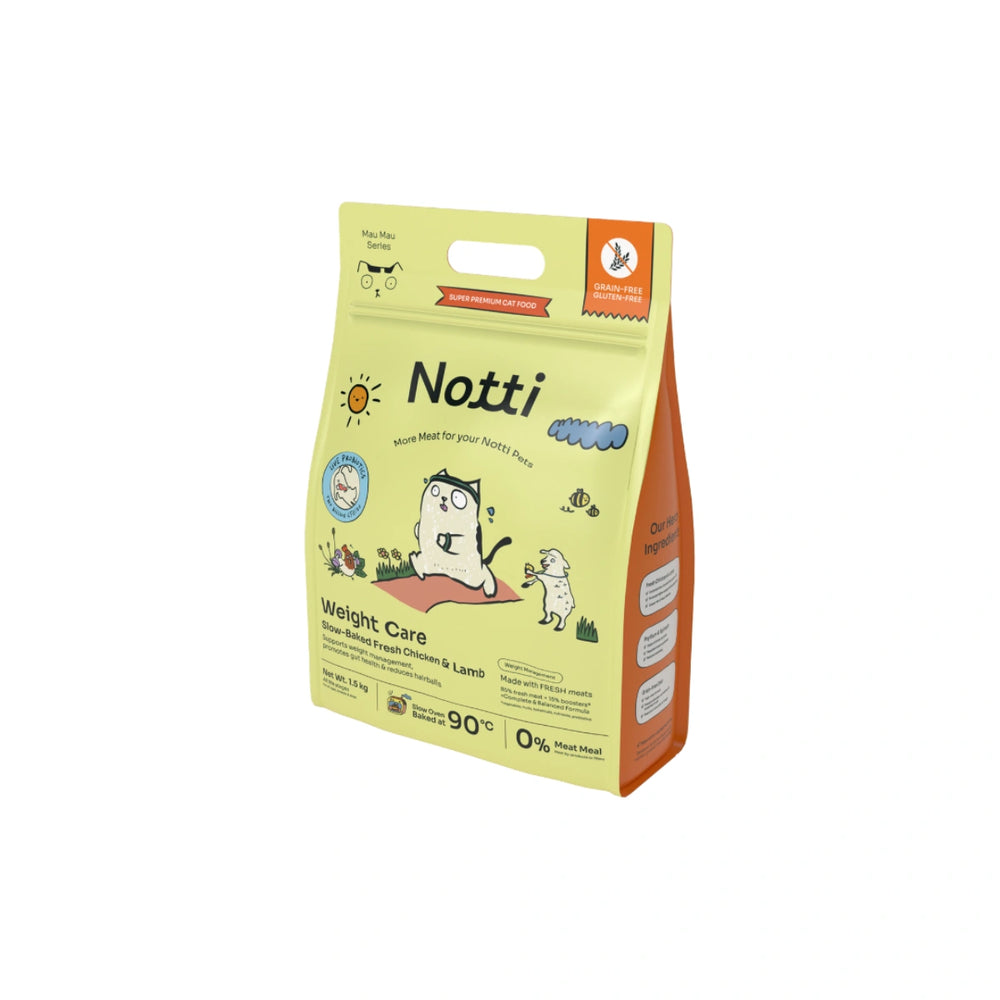 Notti Weight Care Slow-Baked Fresh Chicken & Lamb Dry Cat Food 1.5kg