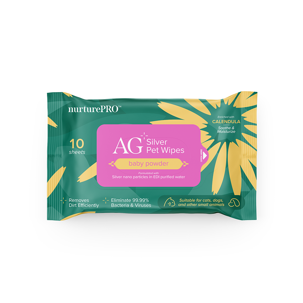 Nurture PRO AG+ Silver Pet Wipes Baby Powder (10 sheets)