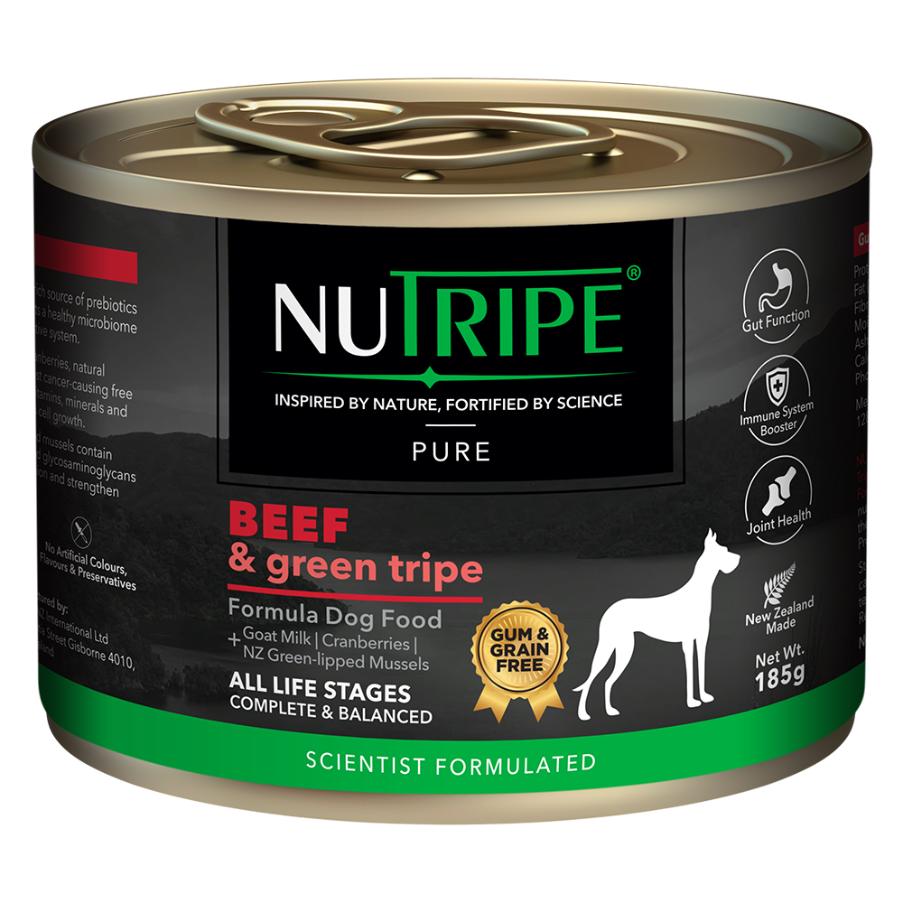 Nutripe Dog Gum & Grain Free Pure Beef & Green Tripe 185g