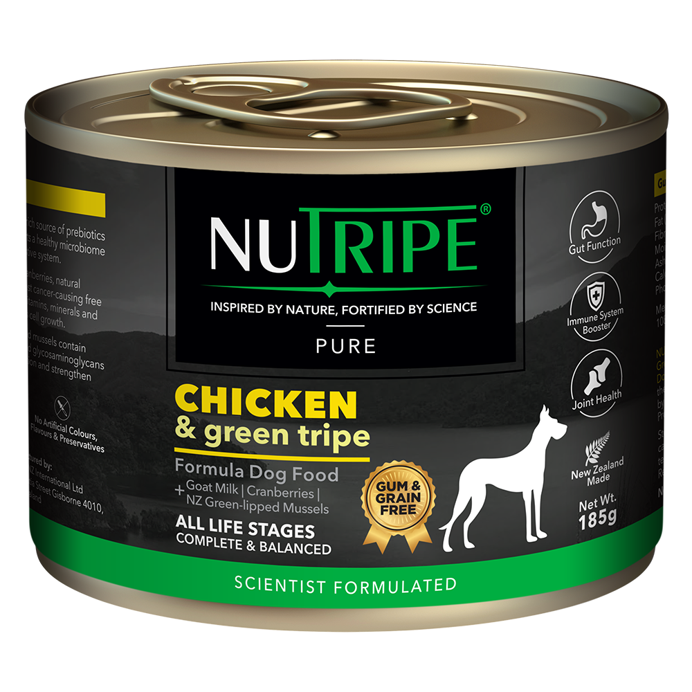 Nutripe Dog Gum & Grain Free Pure Chicken & Green Tripe 185g