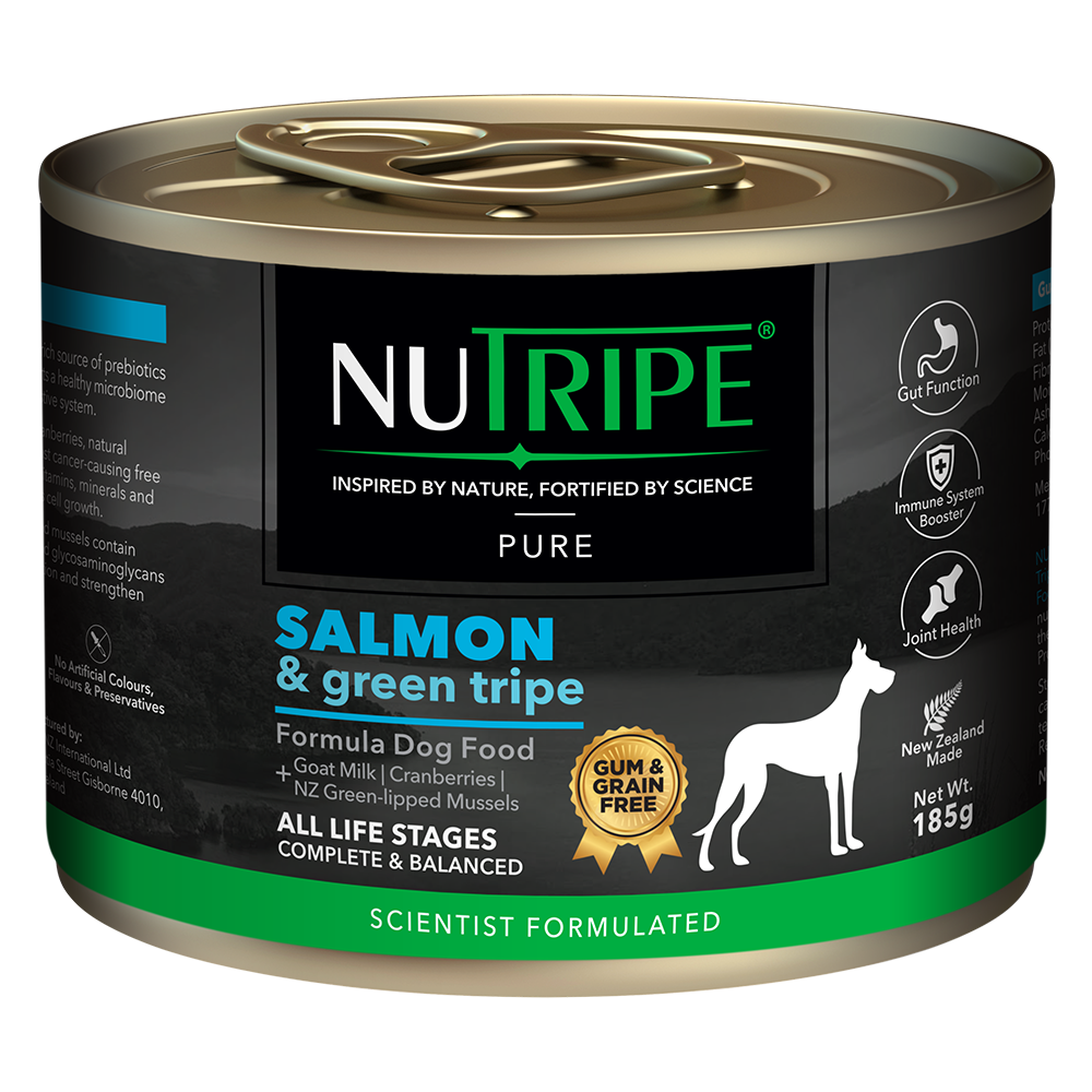 Nutripe Dog Gum & Grain Free Pure Salmon & Green Tripe 185g