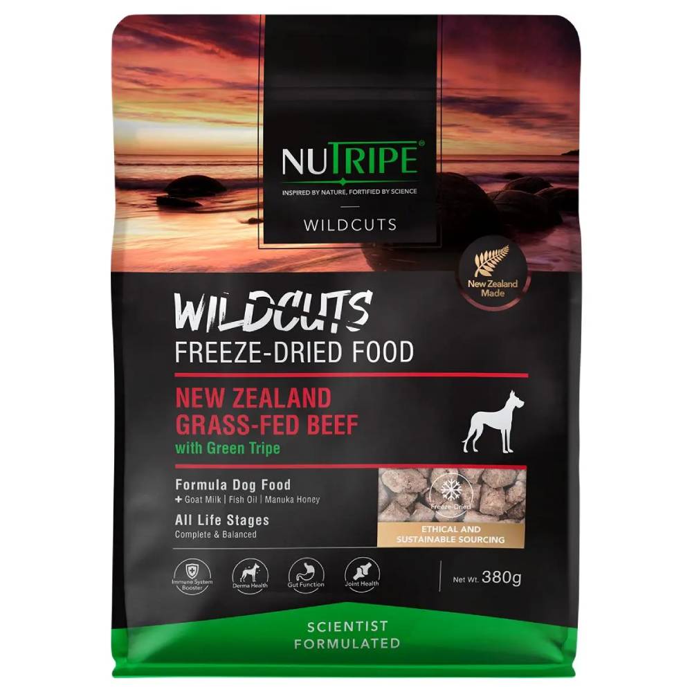 Nutripe Dog Wildcuts Freeze-Dried NZ Grass-Fed Beef with Green Tripe 380g