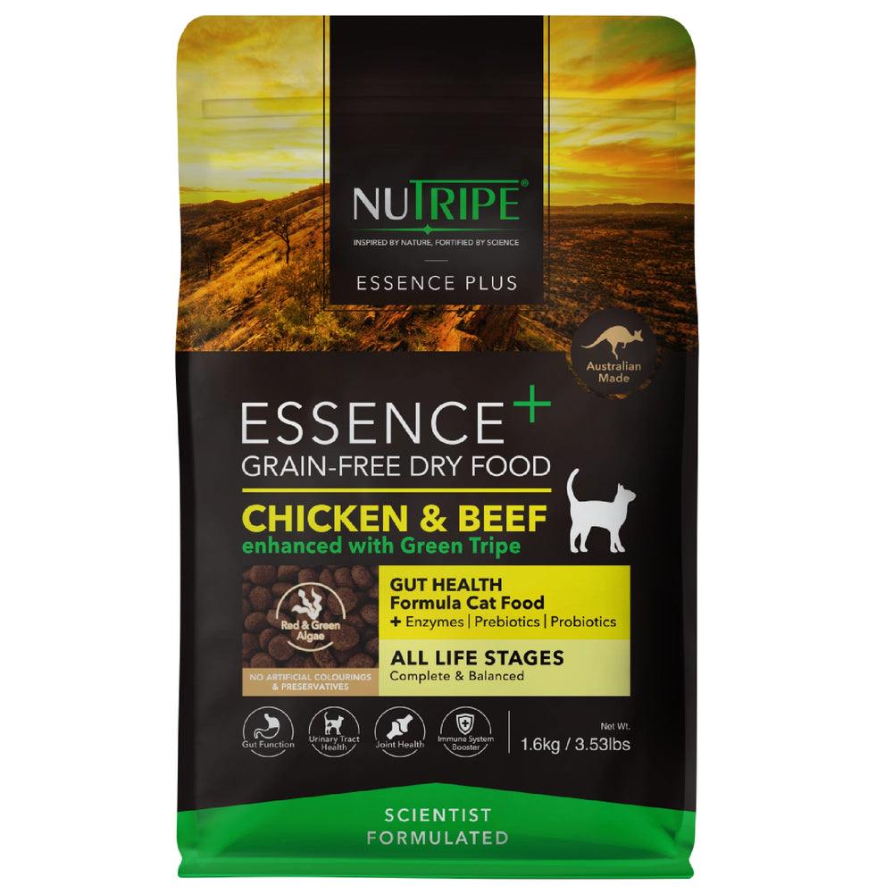 Nutripe Essence Plus Chicken & Beef Grain-Free Dry Cat Food 1.6kg front of pack