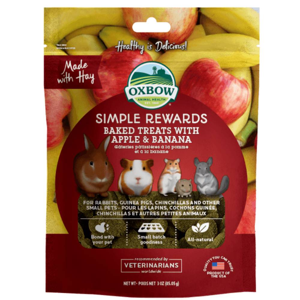 Oxbow Simple Rewards Baked Treats with Apple & Banana 3oz