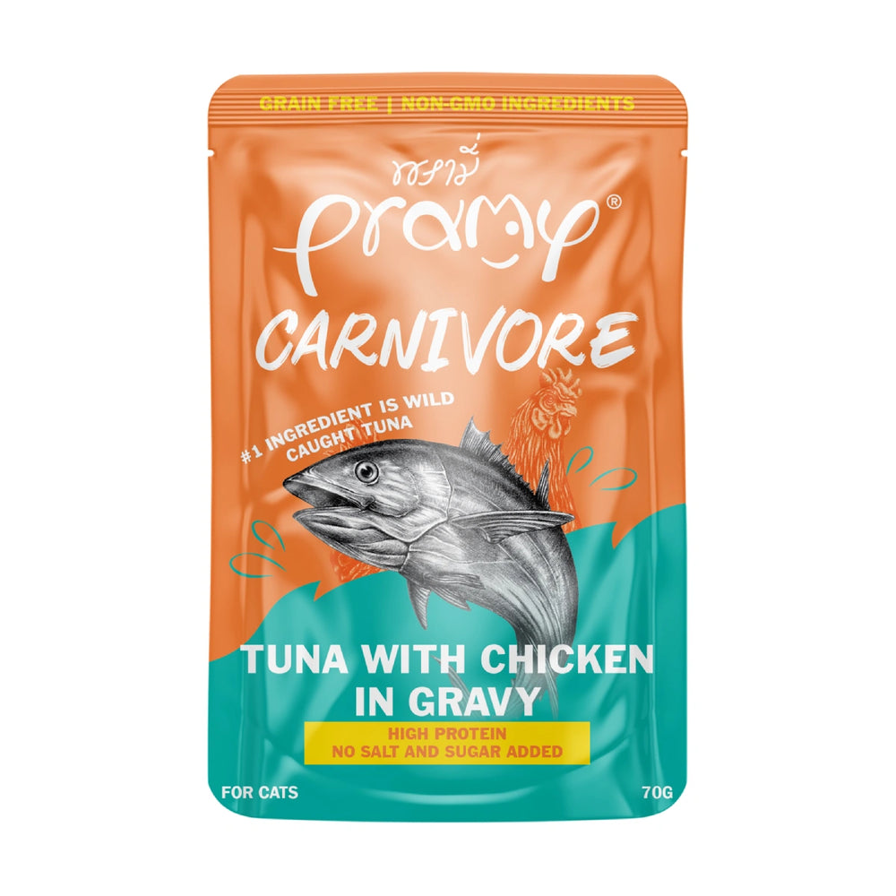 Pramy Carnivore Tuna with Chicken in Gravy Pouch Cat Food 70g