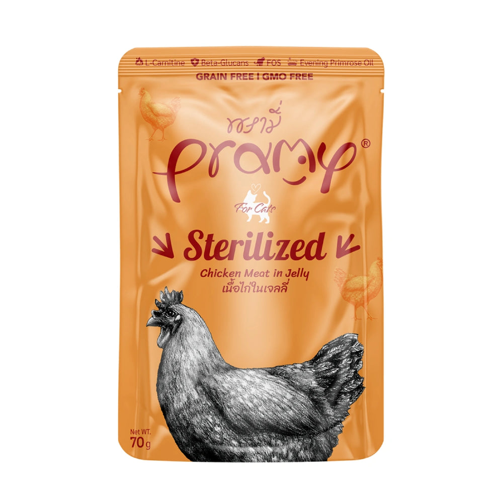 Pramy Sterilized Chicken Meat in Jelly Pouch Cat Food 70g