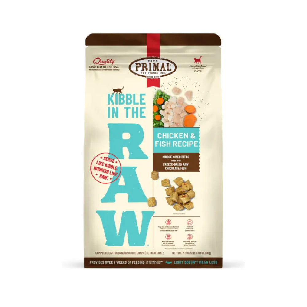 Primal Cat Kibble in the Raw Freeze Dried Chicken & Fish 1.5lbs