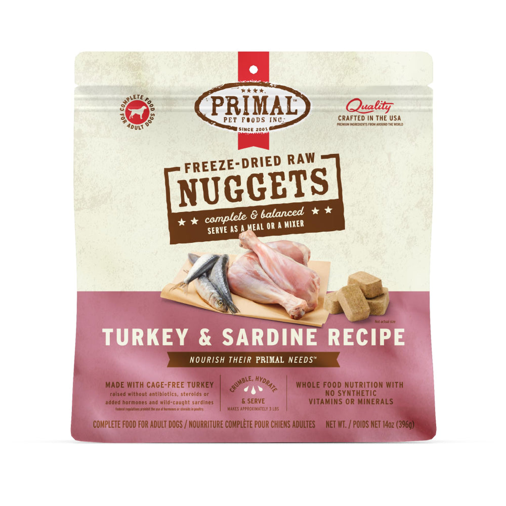 Primal Dog Freeze Dried Raw Nuggets Turkey & Sardine 14oz