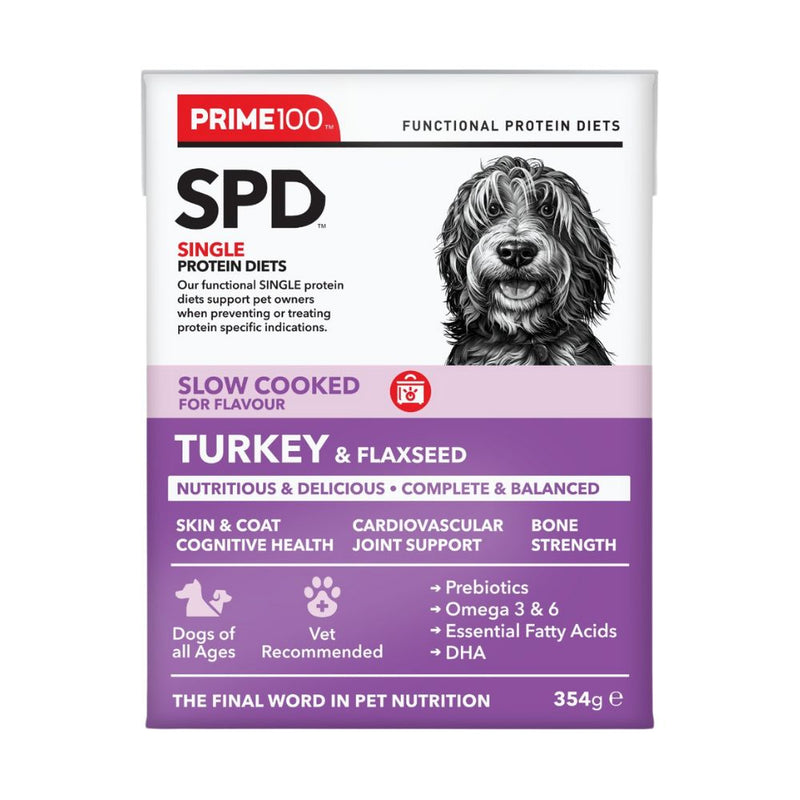 Prime100 Dog SPD - Slow Cooked Turkey & Flaxseed 354g