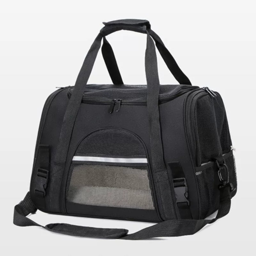 Prodigen Pet Carrier with Sherpa Mat Black Small (L44cm x B25cm x H28cm)