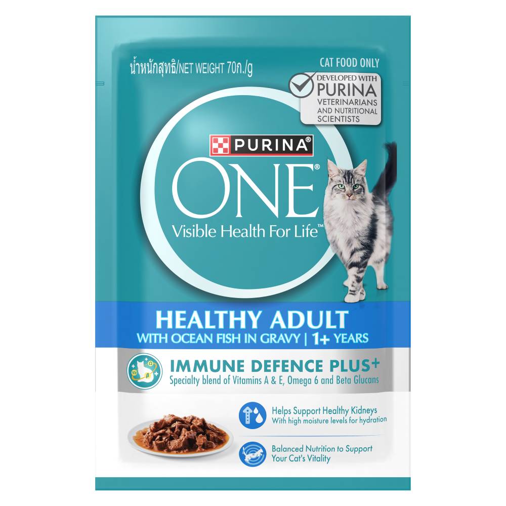 Purina One Healthy Adult Ocean Fish in Gravy Pouch Cat Food 70g