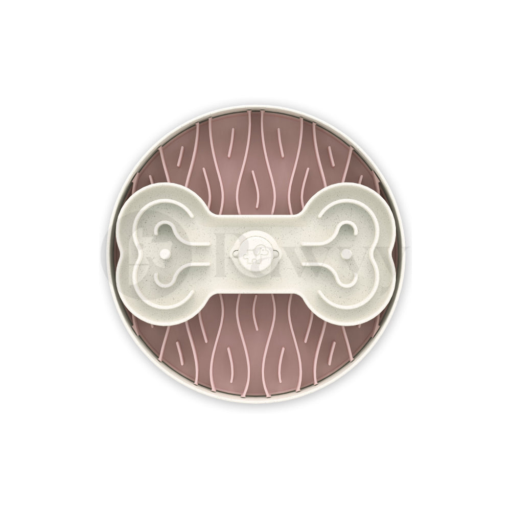 Puzzle Feeder Broken Wave Enrichment Slow Feeder Bowl for Dog Pink M/L