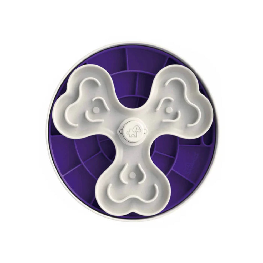 Puzzle Feeder Swirl Enrichment Slow Feeder Bowl for Dog Purple M/L