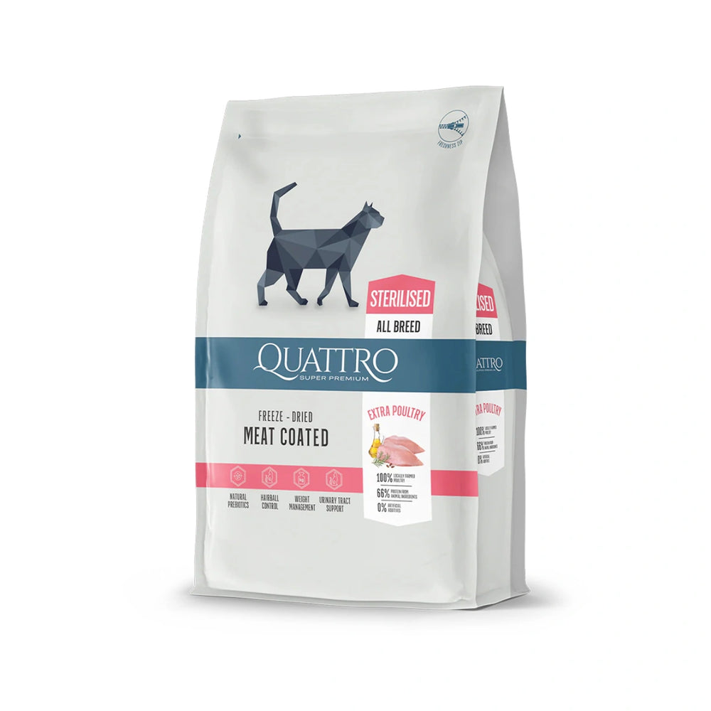 Quattro Sterilised All Breed Poultry Dry Cat Food dry cat food 7kg bag