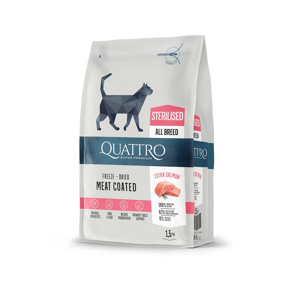 Quattro Sterilised All Breed Salmon Dry Cat Food dry cat food 7kg bag