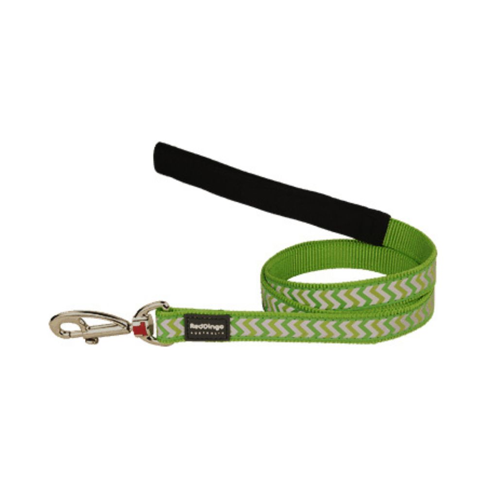 Red Dingo Dog Reflective Ziggy Lead Lime 20mm