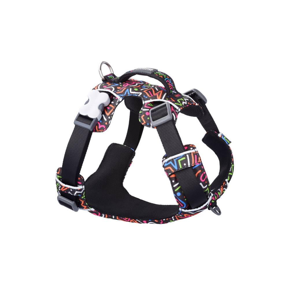 Red Dingo Sport Harness Squiggles Black M