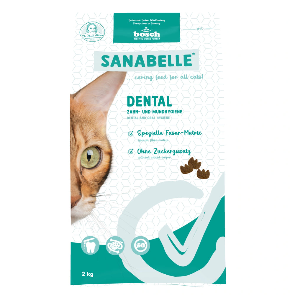 Sanabelle Care Dental Dry Cat Food 2kg bag front view