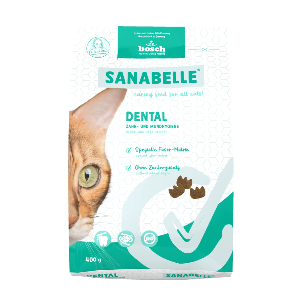 Sanabelle Care Dental Dry Cat Food 400g bag front view