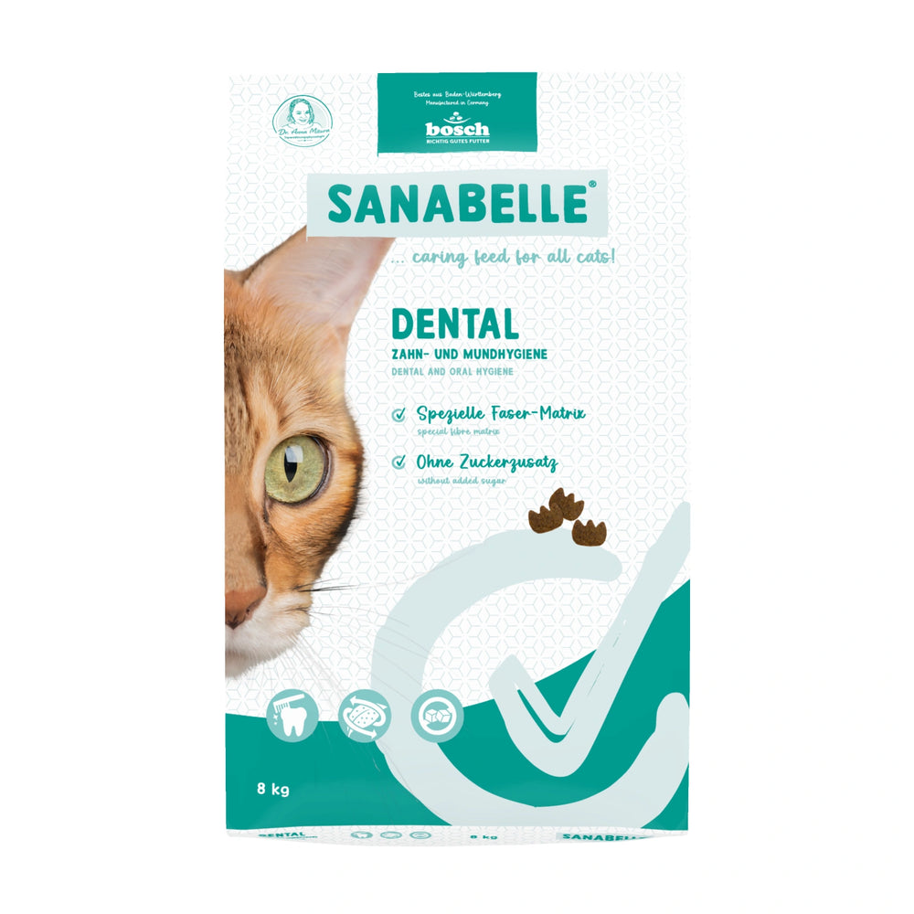 Sanabelle Care Dental Dry Cat Food 8kg bag front view