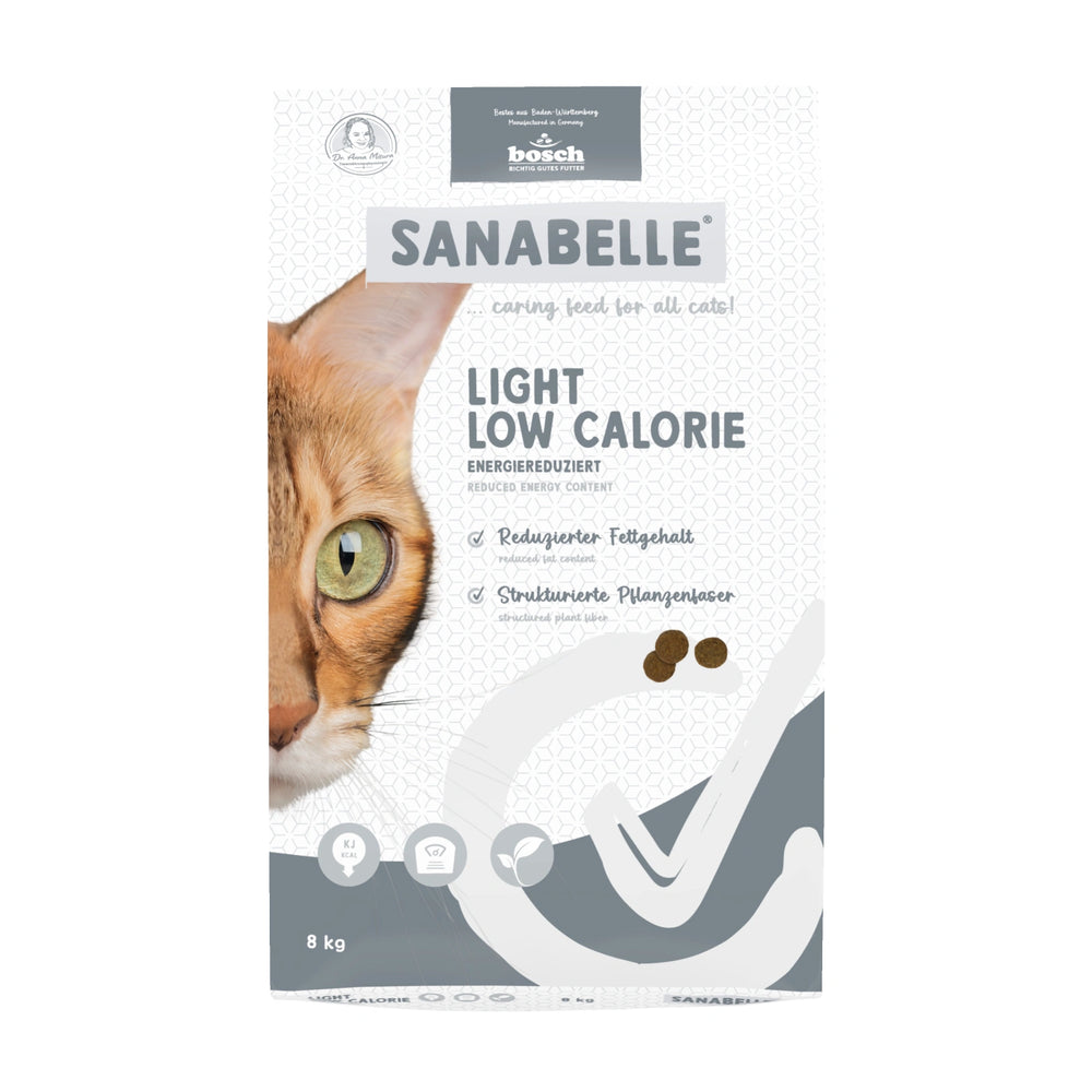 Sanabelle Care Light Low Calorie Dry Cat Food 8kg bag front view