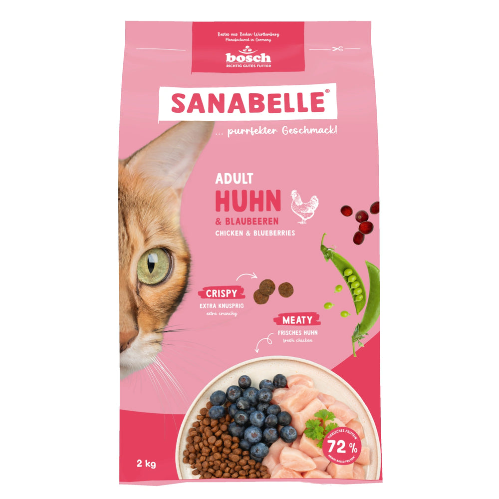 Sanabelle Life Chicken Adult Dry Cat Food 2kg bag front view