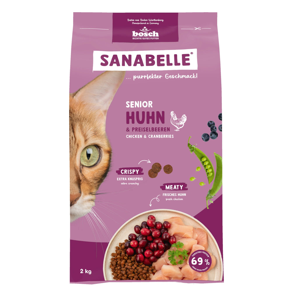 Sanabelle Life Chicken Senior Dry Cat Food 2kg bag front view