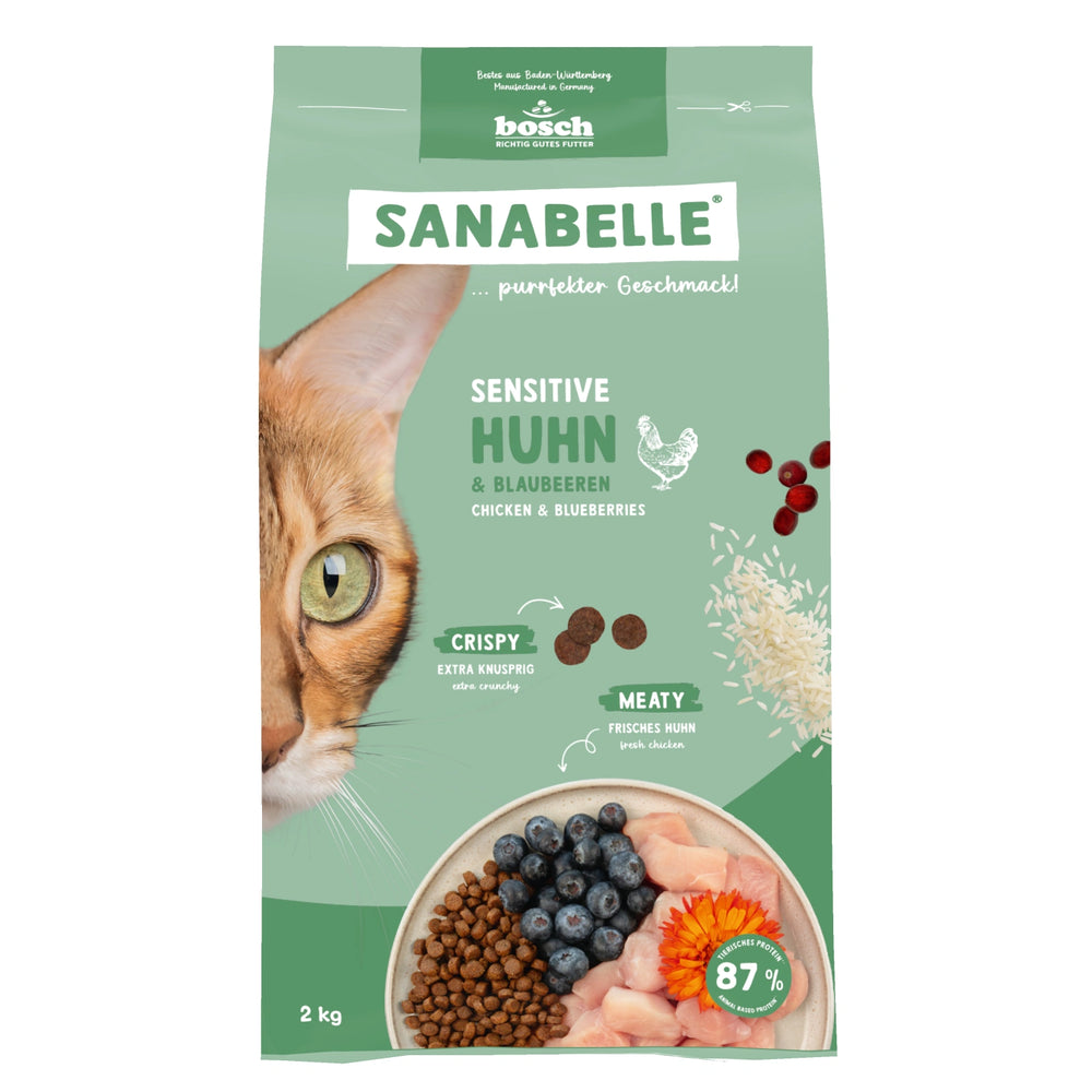 Sanabelle Life Sensitive Chicken Dry Cat Food 2kg bag front view