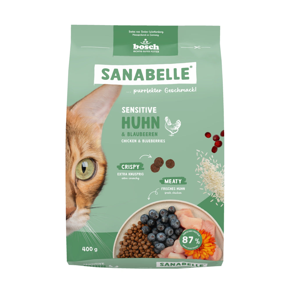 Sanabelle Life Sensitive Chicken Dry Cat Food 400g bag front view