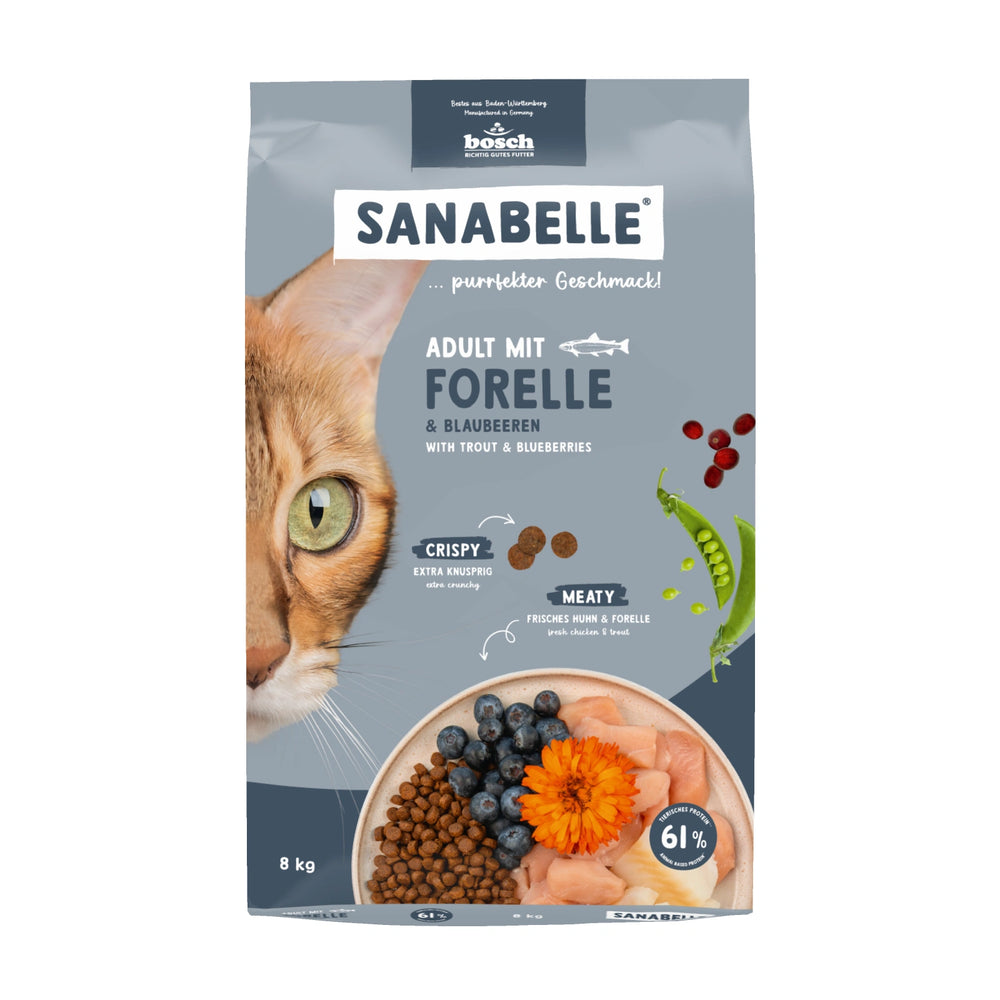 Sanabelle Life Trout Adult Dry Cat Food 8kg bag front view