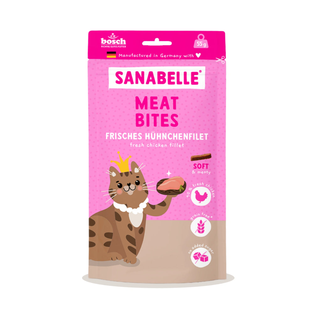 Sanabelle Meat Bites Fresh Chicken Fillet Cat Treats 55g pack front view