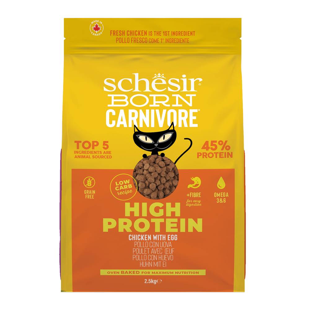 Schesir Cat Born Carnivore Baked Dry Recipe Chicken with Egg 2.5kg