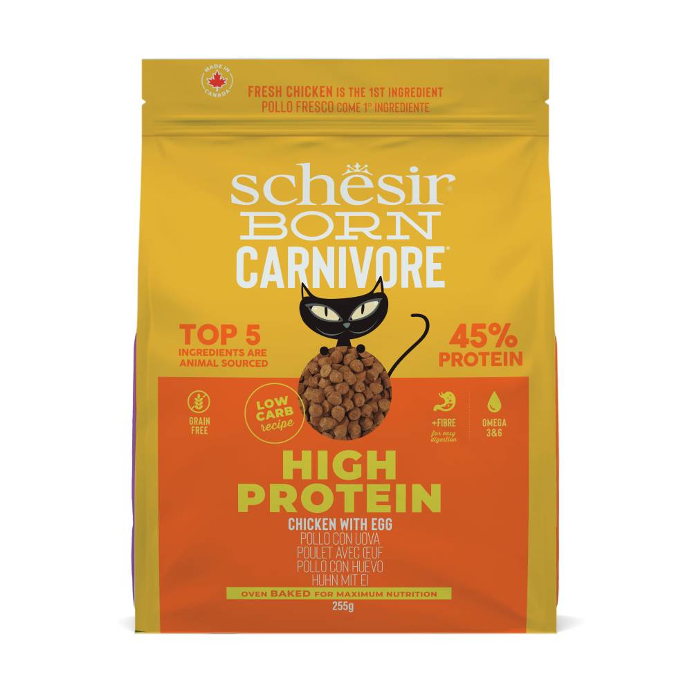 Schesir Cat Born Carnivore Baked Dry Recipe Chicken with Egg 255g