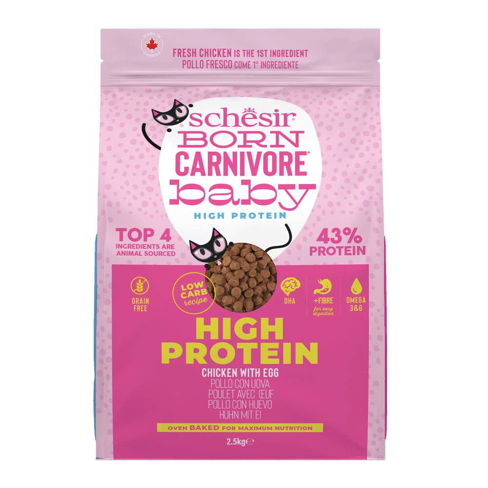 Schesir Cat Born Carnivore Baked Dry Recipe Chicken with Egg For Kitten 2.5kg