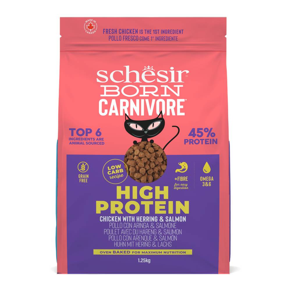 Schesir Cat Born Carnivore Baked Dry Recipe Chicken with Herring & Salmon 1.25kg