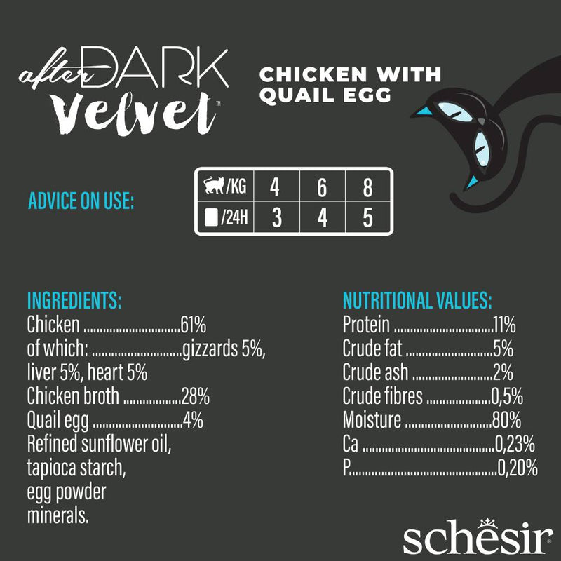 Schesir Cat Pouch After Dark Velvet Mousse Chicken With Quail Egg 80g