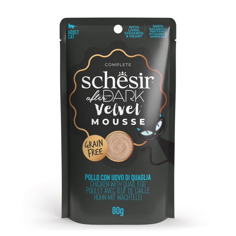 Schesir Cat Pouch After Dark Velvet Mousse Chicken With Quail Egg 80g