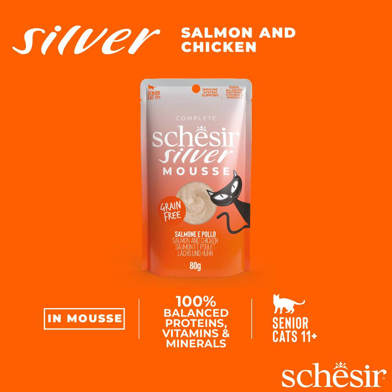 Schesir Cat Pouch Silver Mousse Salmon & Chicken 80g