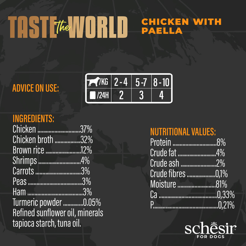 Schesir Dog Taste The World Chicken With Paella 150g