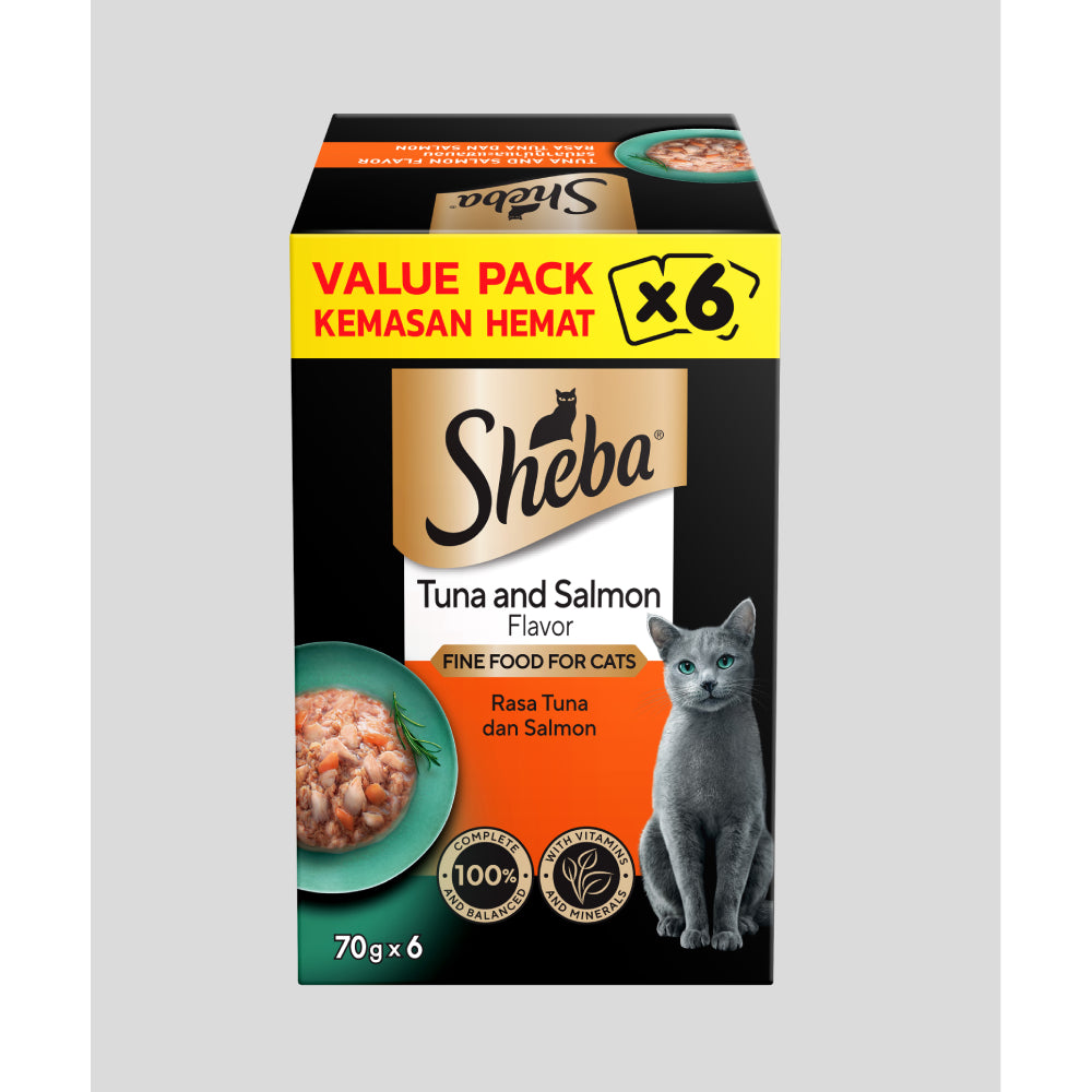 Sheba Cat Pouch Tuna Salmon Value Pack 70g x 6