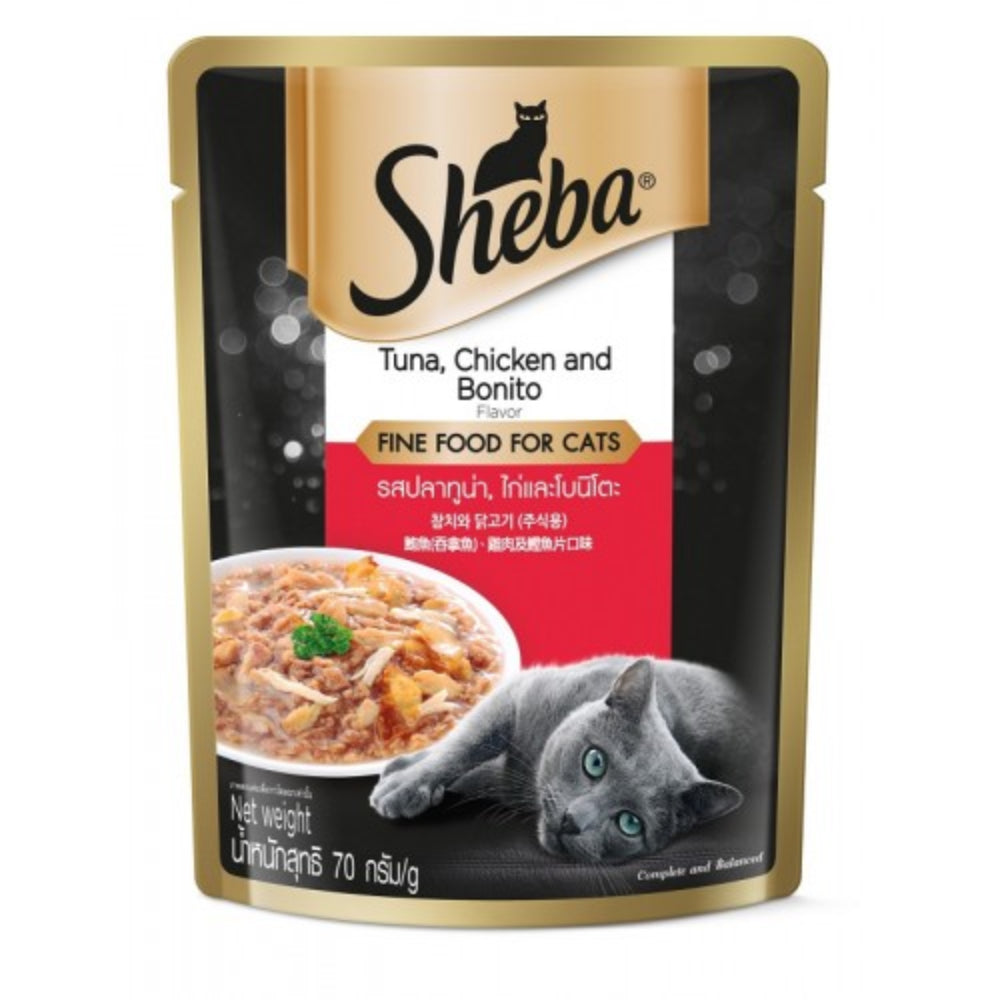 Sheba Pouch Cat Tuna, Chicken & Bonito 70g