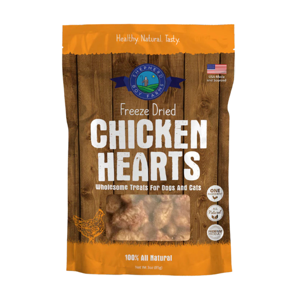 Shepherd Boy Farms Freeze Dried Chicken Hearts Treats 3oz