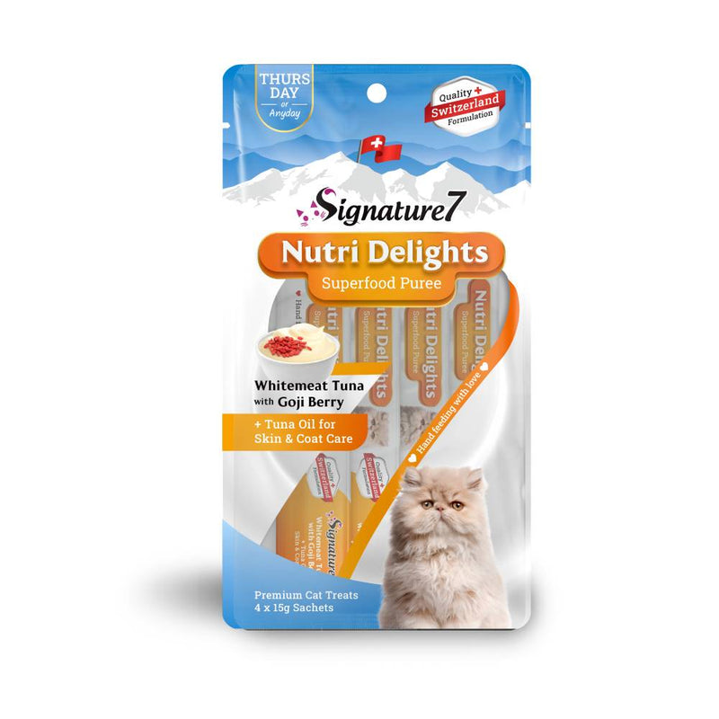 Signature7 Cat Treat Nutri Delights Thursday Whitemeat Tuna with Goji Berry 4 x 15g