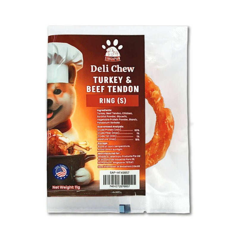 Singapaw Dog Deli Chew Turkey & Beef Tendon Ring S 11g