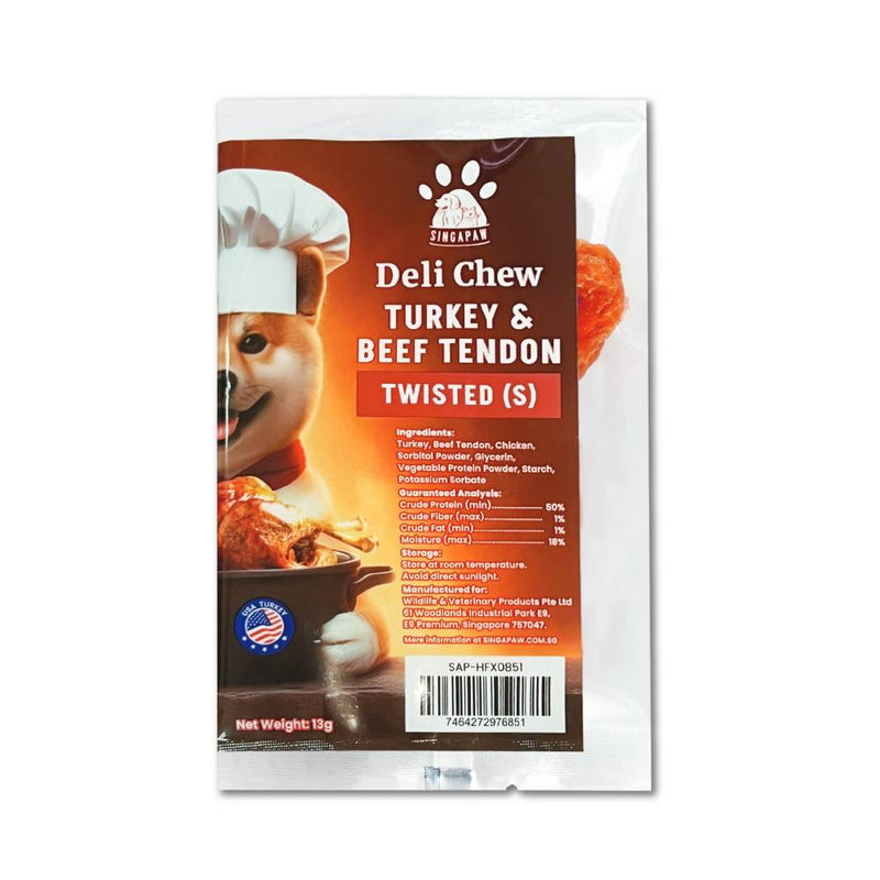 Singapaw Dog Deli Chew Turkey & Beef Tendon Twisted S 13g