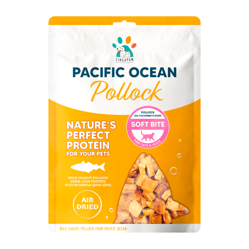 Singapaw Dogs & Cats Pacific Ocean Air Dried Pollock With Sea Cucumber Flower Soft Bite