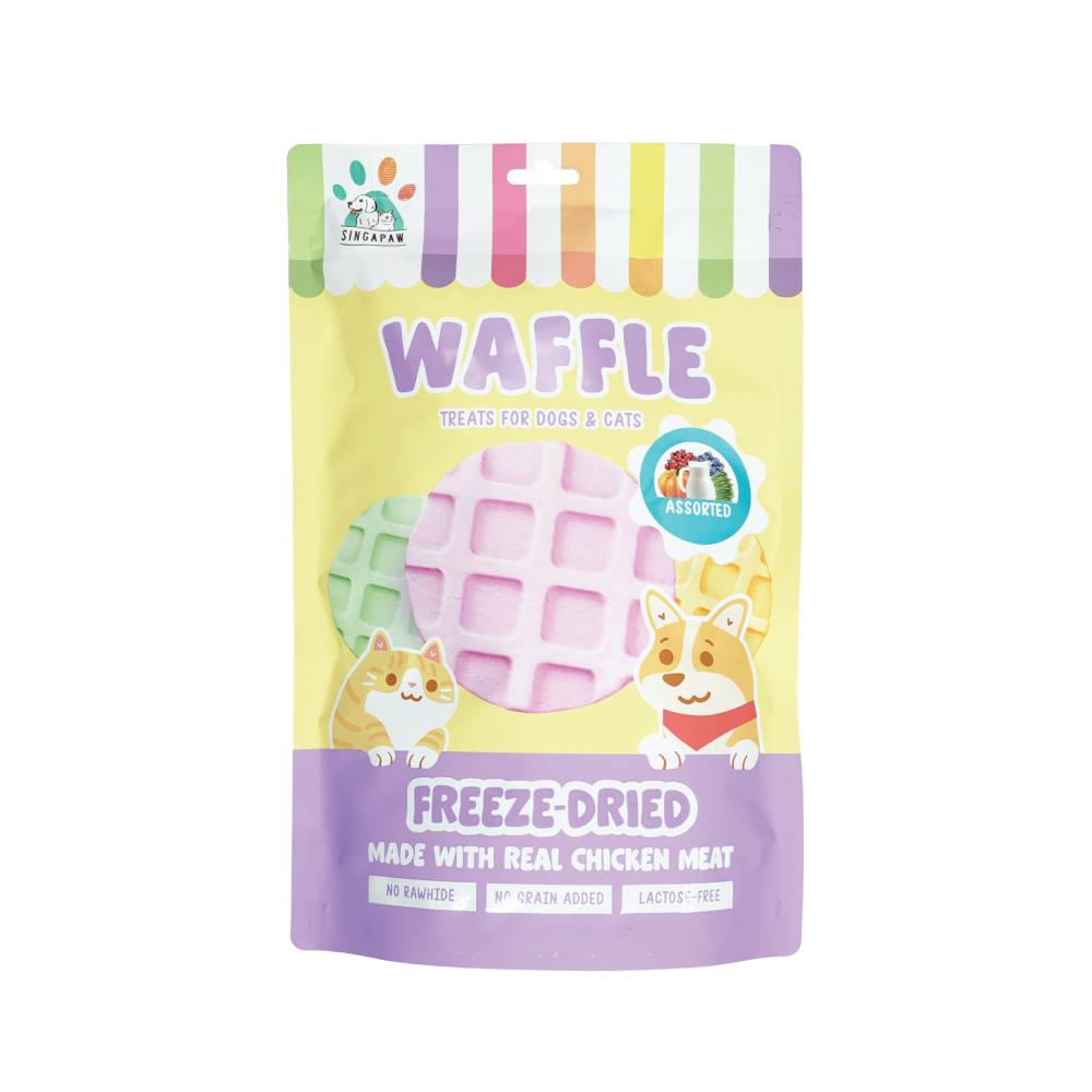 Singapaw Dogs & Cats Treats Freeze-Dried Waffle Assorted (with Kale) 120g