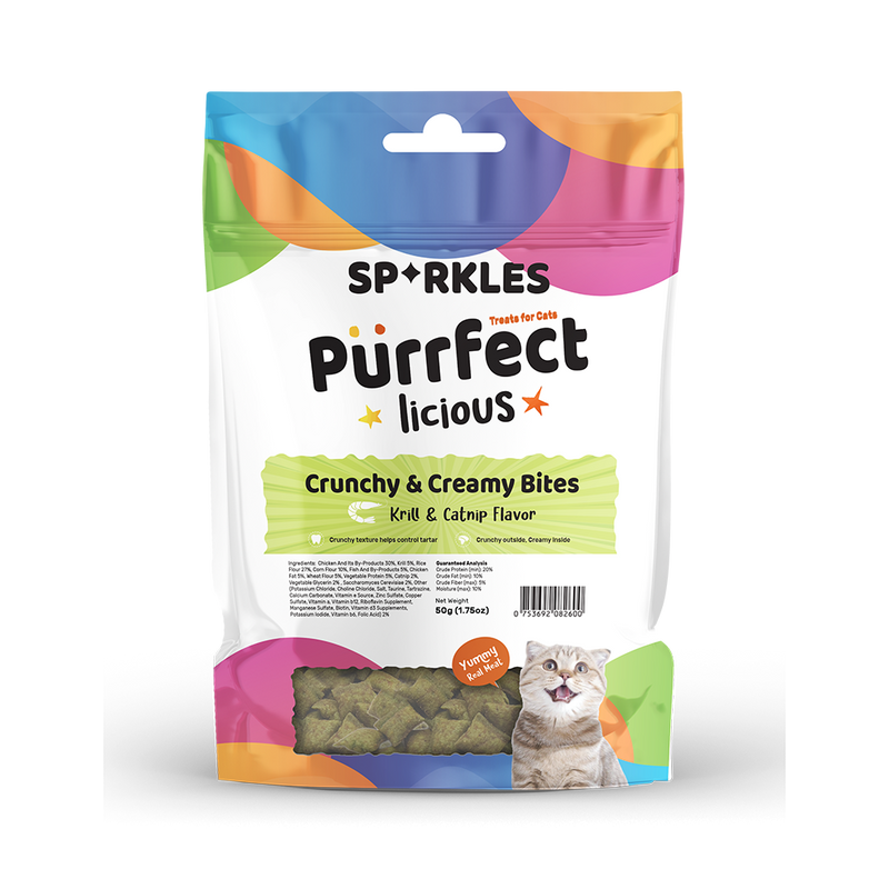 Sparkles Cat Crunchy & Creamy Bites Krill & Catnip 50g